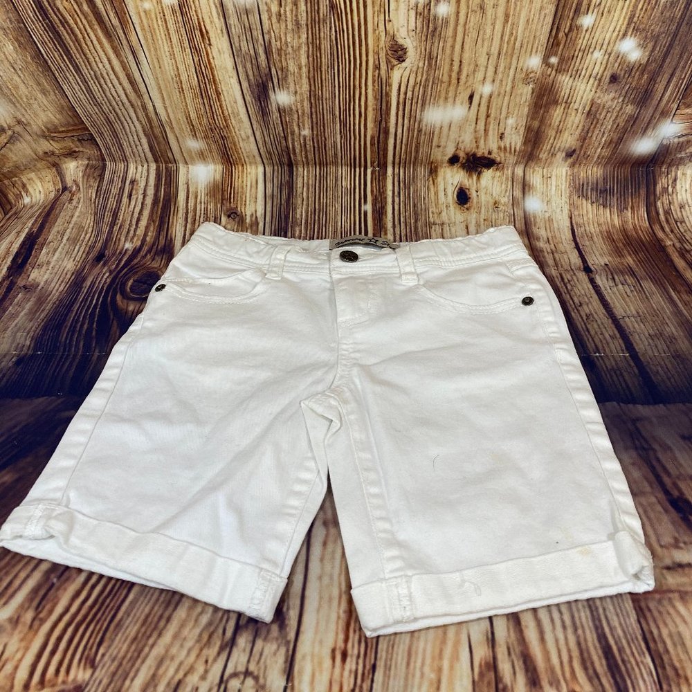 Girls White Bermuda Shorts